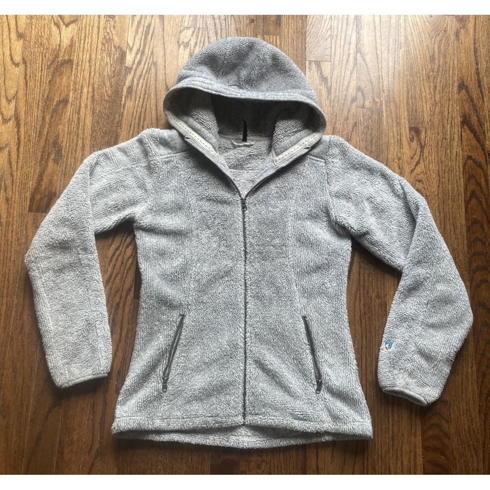 Kuhl Fleece Hoodie Womens Size Small Gray Full Zip Fuzzy Outdoors